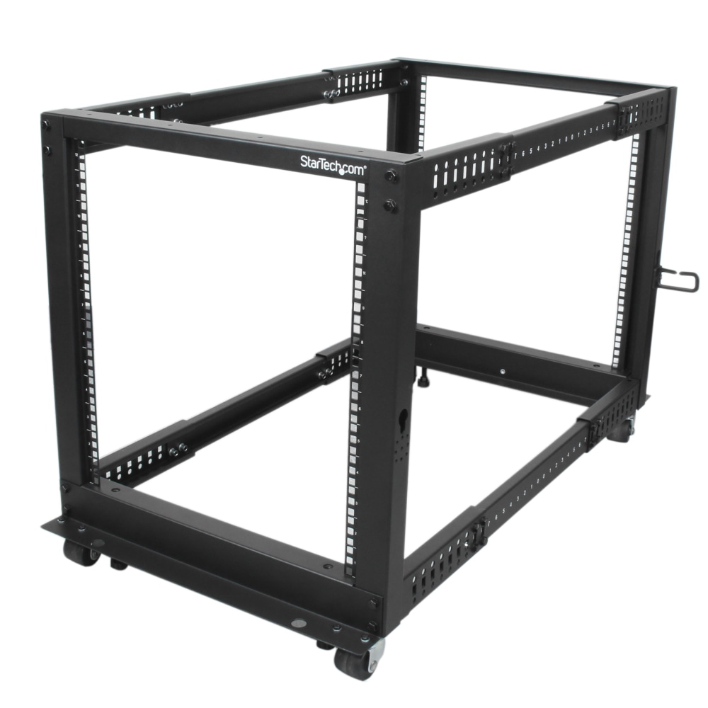 StarTech.com 12U Adjustable Depth Open Frame 4 Post Server Rack w/ Casters/Levelers and Cable Management Hooks - 4POSTRACK12U MPN:4POSTRACK12U