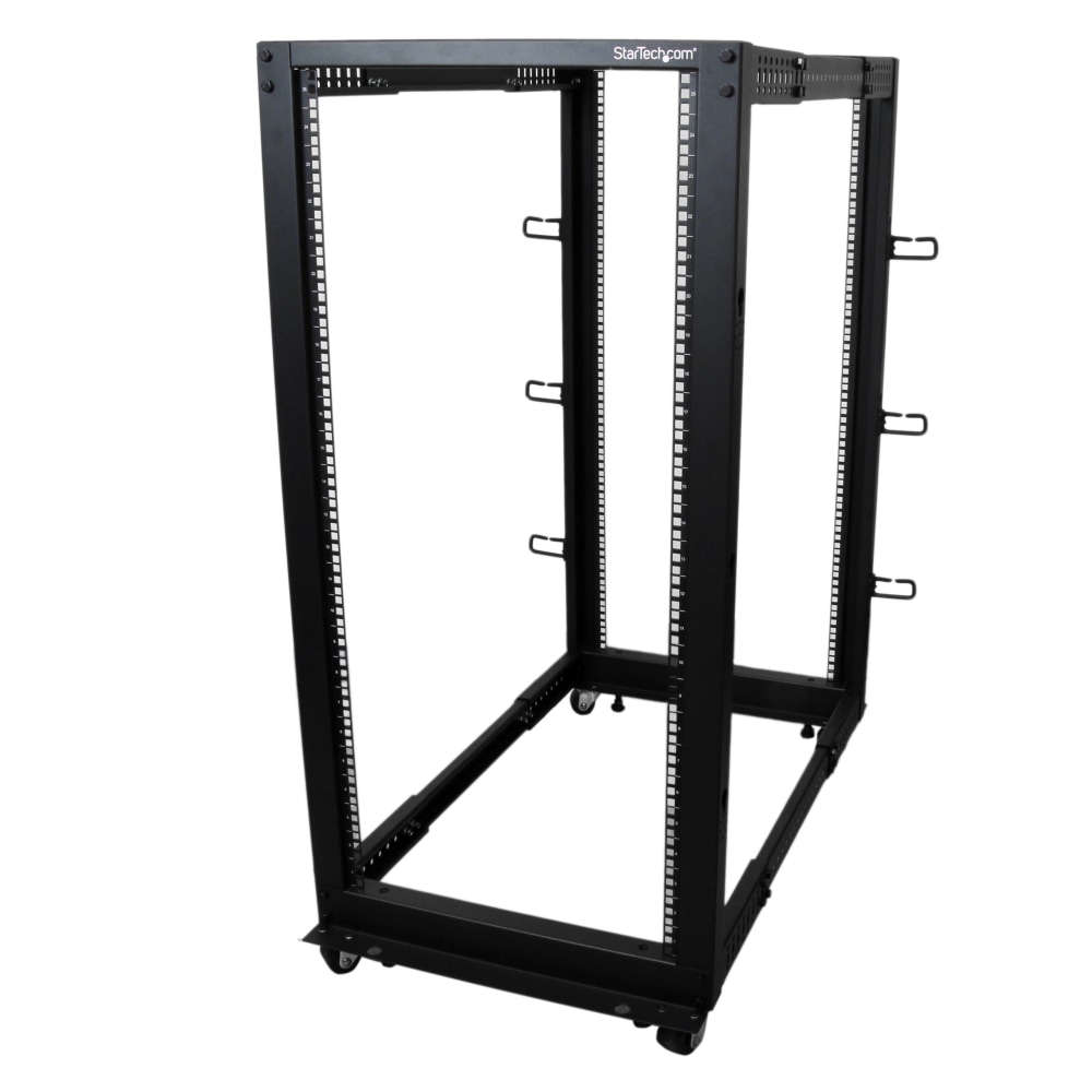 StarTech.com 25U Adjustable Depth Open Frame 4 Post Server Rack w/ Casters/Levelers and Cable Management Hooks - - 4POSTRACK25U MPN:4POSTRACK25U