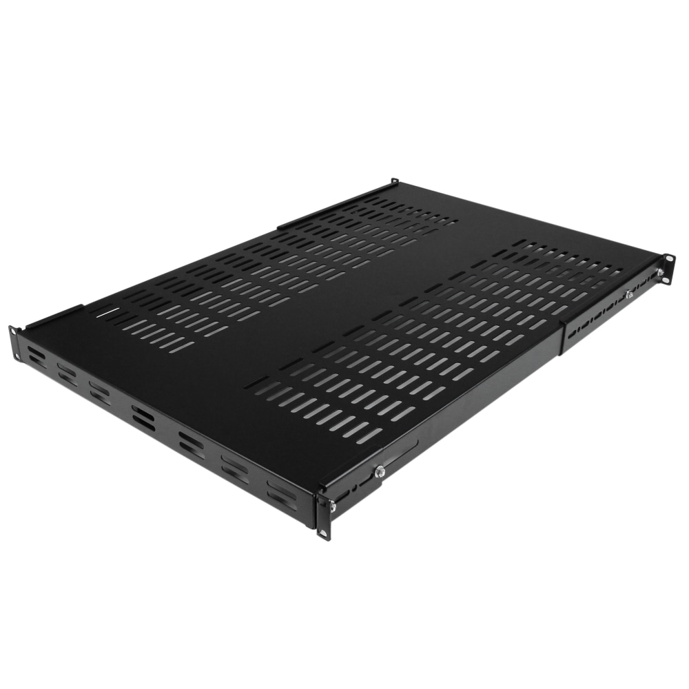 StarTech.com 1U Adjustable Mounting Depth Vented Rack Mount Shelf - Heavy Duty Fixed Rack Shelf - 250lbs / 113kg MPN:ADJSHELFHDV
