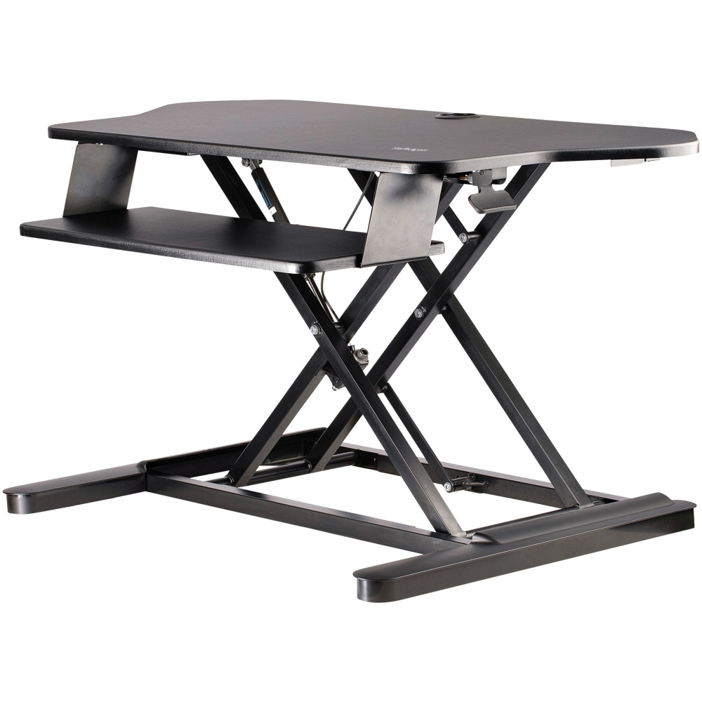 StarTech.com Corner Sit Stand Desk Converter with Keyboard Tray, Large Surface 35inx21in, Height Adjustable Ergonomic Tabletop Standing Desk MPN:ARMSTSCORNR