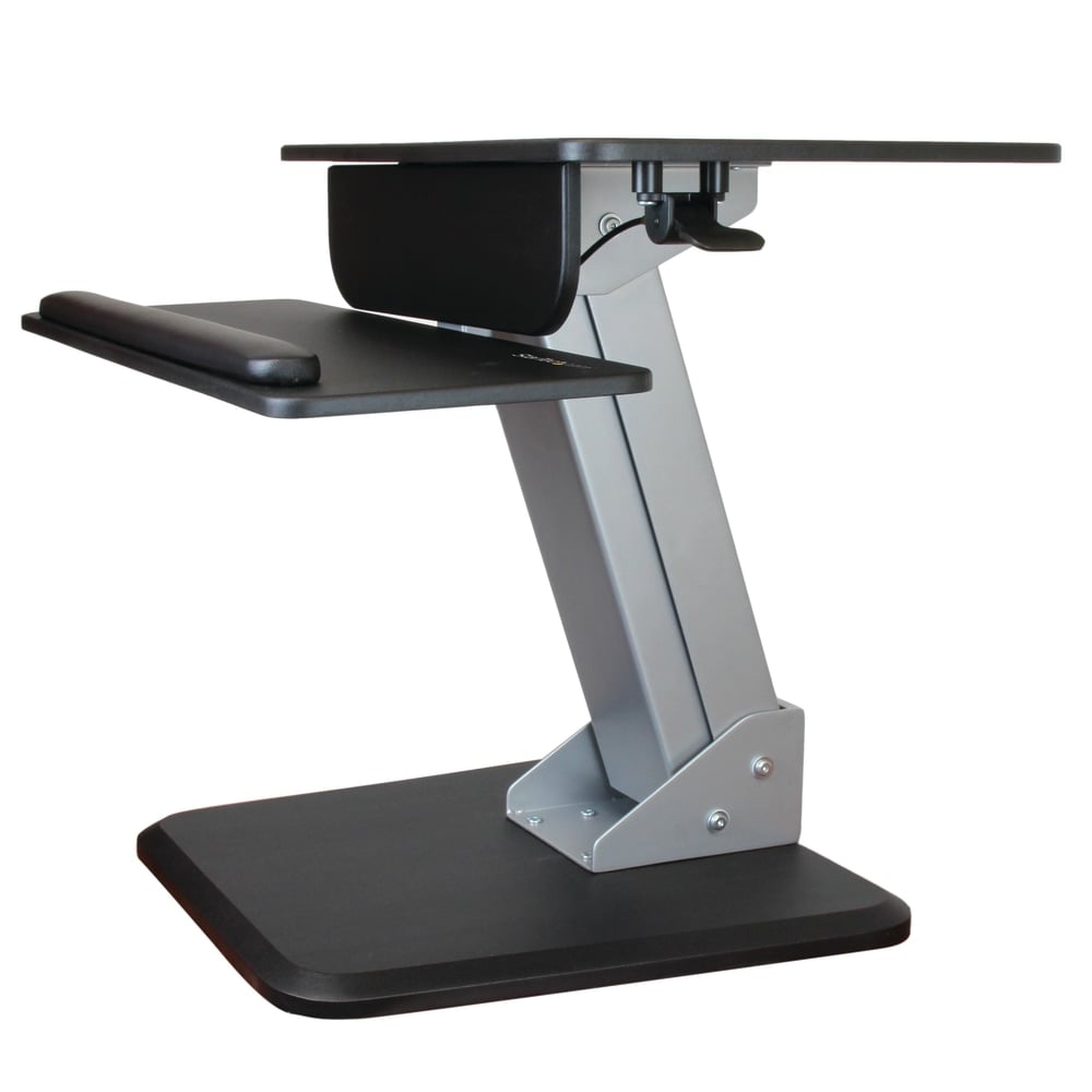 StarTech.com Sit-to-Stand Workstation, 6 5/16inH x 26 13/16inW x 33 3/4inD, Black/Silver MPN:ARMSTS