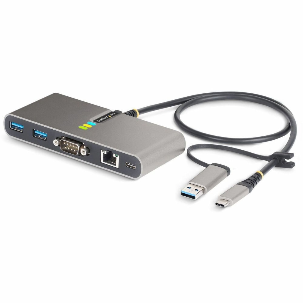 StarTech.com 2-Port USB-C Hub with Gb Ethernet and RS232 FTDI Serial, Attached USB-C to USB-A Dongle, 100W PD Pas - 5G2A1SGBBUSBCHUB MPN:5G2A1SGBB-USB-C-HUB