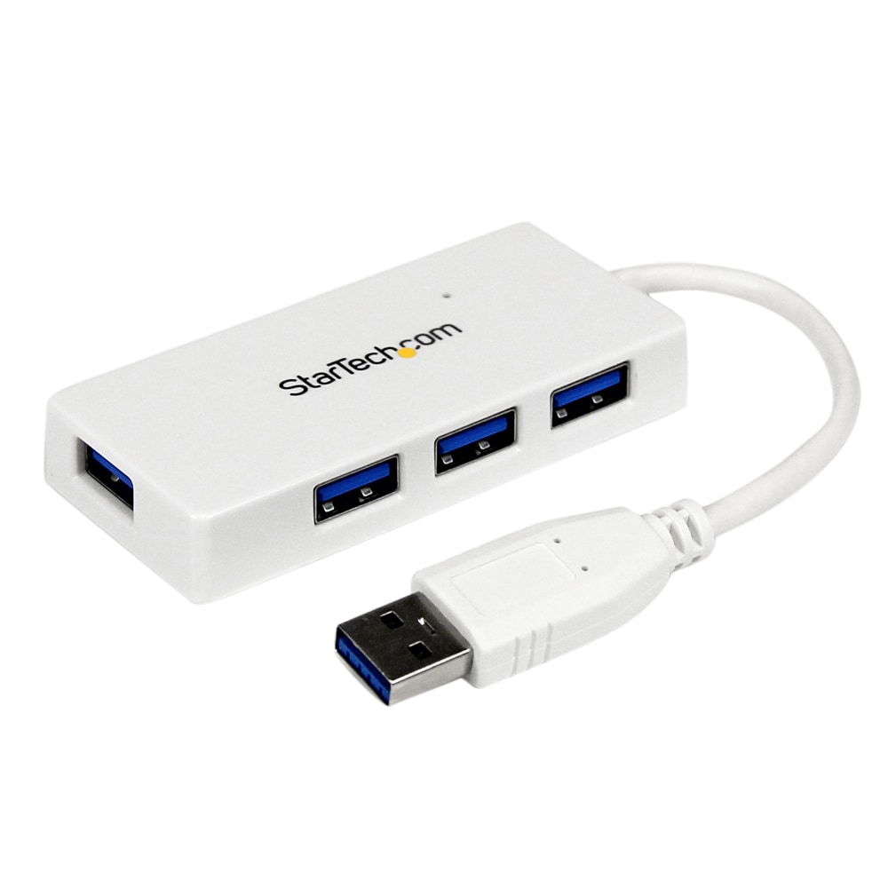 StarTech.com Portable 4 Port SuperSpeed Mini USB 3.0 Hub - White MPN:ST4300MINU3W