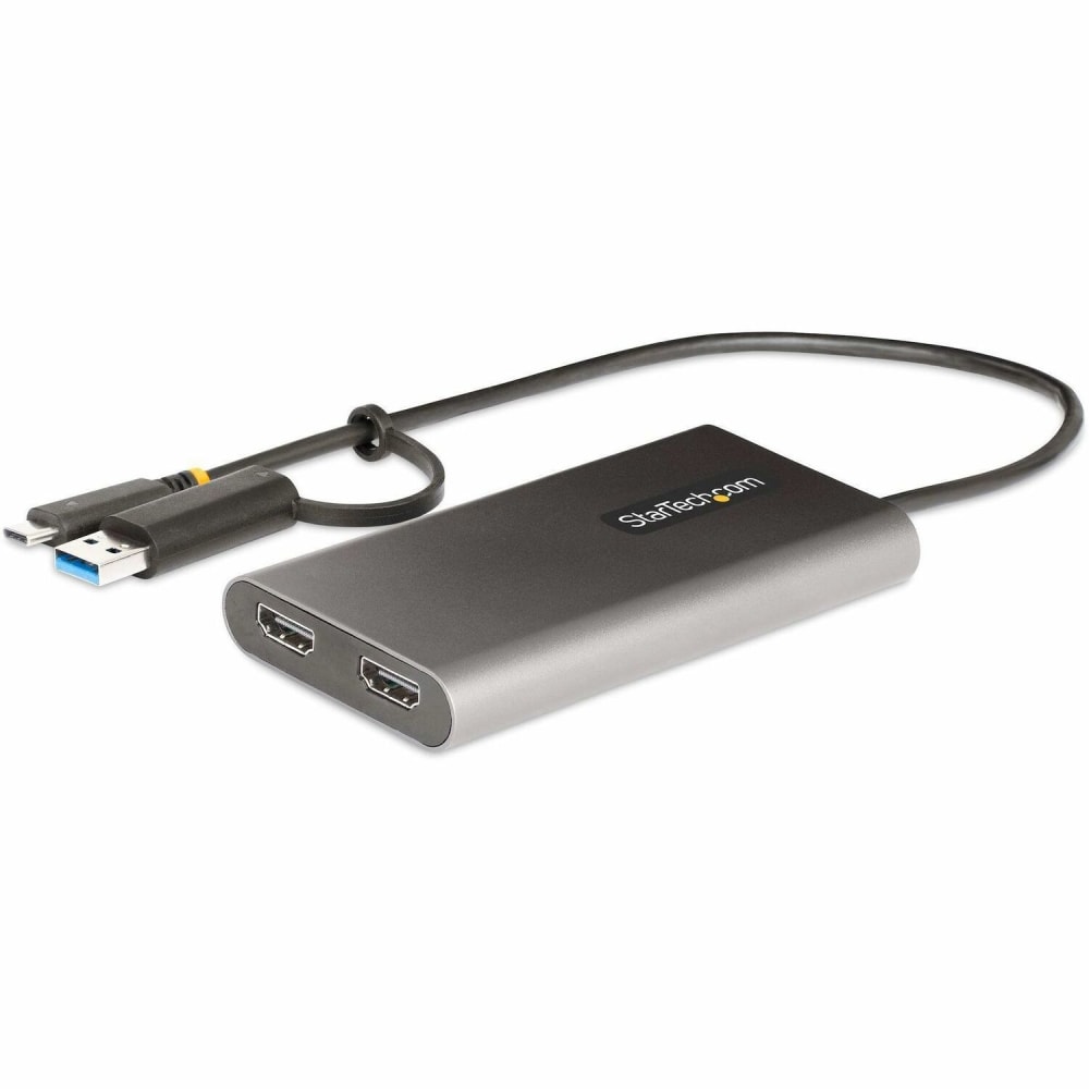 StarTech.com USB-C to Dual-HDMI Adapter, USB-C/A to 2x HDMI, 4K 60Hz, 100W PD Pass-Through, 1ft/30cm Built-in Cable, USB to HDMI Converter MPN:109B-USBC-HDMI