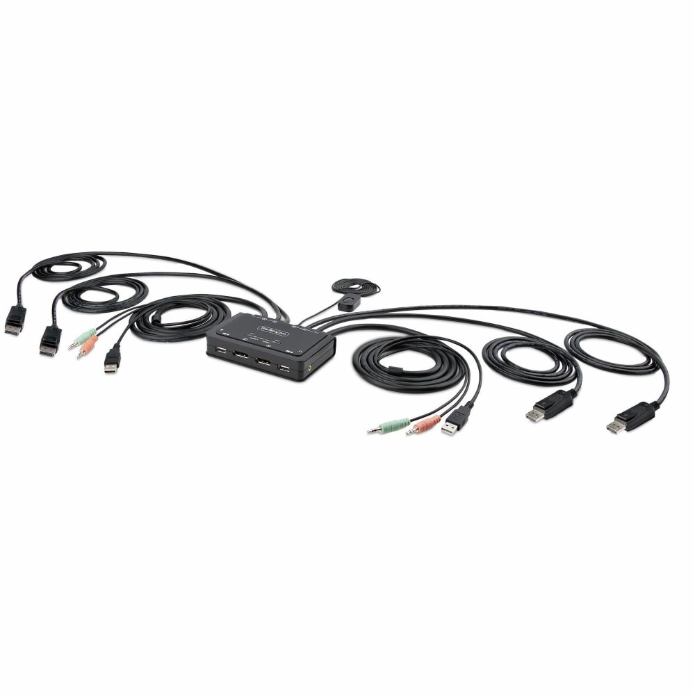 StarTech.com 2-Port Dual-Monitor DisplayPort Cable KVM Switch, 4K 60Hz, Compact KVM with 5ft/1.5m Integrated Host Cables, Bus Powered MPN:C2-DD46-UA2-CBL-KVM