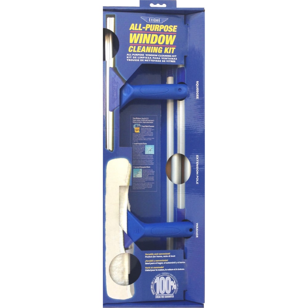 Ettore Window Cleaning Combo Kit - MicroFiber, Silicone Rubber - White, Multi - 1 Each MPN:17050