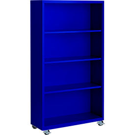 Steel Cabinets USA Bookcase Assembled 36W x 18D x 55H Blue MBCA-365518-BL