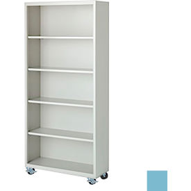 Steel Cabinets USA Bookcase Assembled 36W x 18D x 75H Denim Blue MBCA-367518-DB