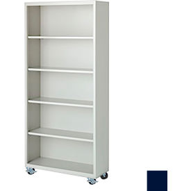 Steel Cabinets USA Bookcase Assembled 36W x 18D x 75H Navy Blue MBCA-367518-N