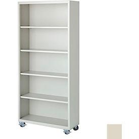 Steel Cabinets USA Bookcase Assembled 36W x 18D x 75H Putty MBCA-367518-P