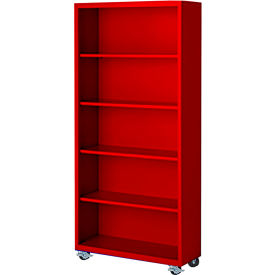 Steel Cabinets USA Bookcase Assembled 36W x 18D x 75H Red MBCA-367518-R