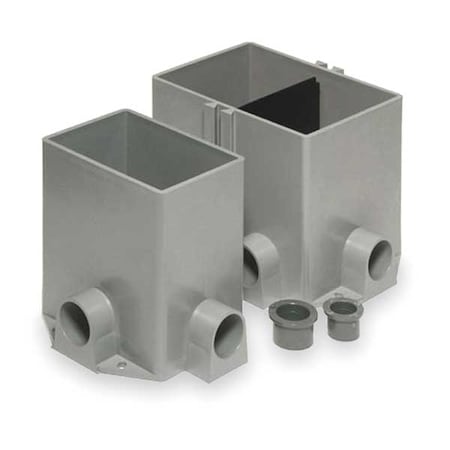 Electrical Box, 74 cu in, Floor Box Type, 2 Gangs, PVC, Rectangular Shape MPN:642 P