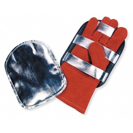 Glove Back-Aluminized Hand Pad, Aluminized outer Shell, Felt Lined, Leather Straps, Universal, 1 PR MPN:792