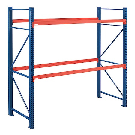 Pallet Rack Starter Unit, Teardrop, Roll Formed Style, 8 ft H, 102 in W, 42 in D, Green/Orange MPN:AP042096M400096S