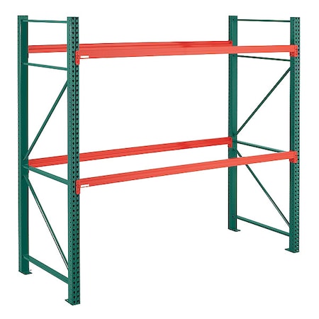 Pallet Rack Starter Unit, Teardrop, Roll Formed Style, 8 ft H, 114 in W, 42 in D, Green/Orange MPN:AP042096M475108S