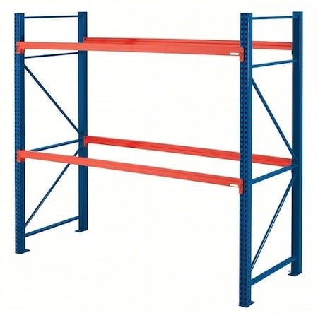 Pallet Rack Starter Kit, 12 ft H, 102 in W, 48 in D, Orange Beams/Blue Uprights MPN:BP048144M400096S