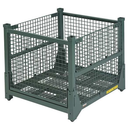 Collapsible Bulk Container 18.4 cu ft Volume Cap., 45 in L, 48 in W, 42 in H, Steel, Green MPN:HF4WM454842VG