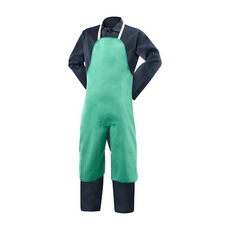 Flame Resistant Cotton Bib Apron, Cotton, 9 oz, 40 in Length, Green, Universal MPN:10336
