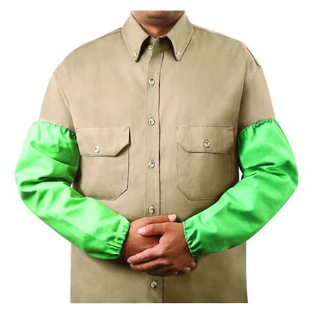 Flame-Resistant Sleeve, Cotton, 18 in Length, Green, Elastic Cuff MPN:1034-18EE
