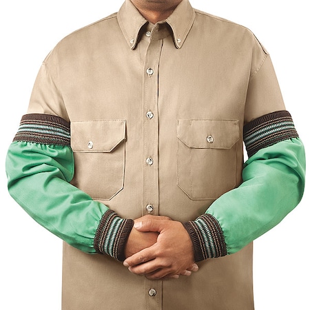 Flame-Resistant Sleeve, Cotton, 18 in Length, Green, Elastic Cuff MPN:1034-18WW