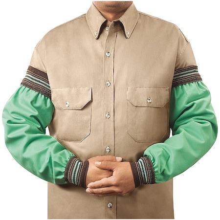 Flame-Resistant Sleeve, Cotton, 23 in Length, Green, Elastic Cuff MPN:1034-23WW-2XW