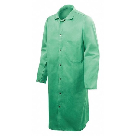Weldlite Welding Jacket, Cotton, 9 oz, 30 in Length, Snaps Closure, 2 Pockets, Green, M MPN:1036-M