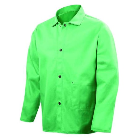 Welding Jacket, Cotton, 12 oz, 30 in Length, Snaps Closure, 2 Pockets, Green, L MPN:1038-L