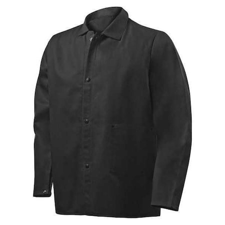 FR Welding Jackets, Cotton, 9 oz, 30 in Length, Snap Closure, 2 Pockets, Black, S MPN:1080MB-S