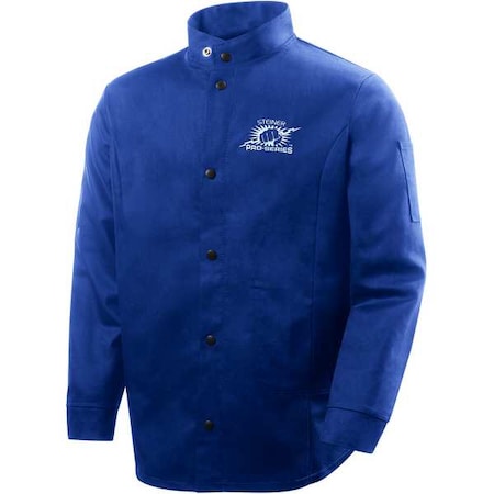 Welding Jacket, Cotton, 9 oz, 30 in Length, Snaps Closure, 2 Pockets, Blue, XL MPN:1150-X