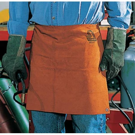 Welding Apron, Leather, 3 oz/sq ft, 18 in Length, Brown, Universal MPN:12161