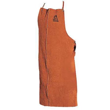 Welding Apron, Leather, 3 oz/sq ft, 36 in Length, Brown, Universal MPN:12165
