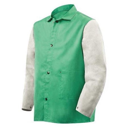 Welding Jacket, 3XL, 9 oz Cotton with Cowhide Sleeves, Snaps Closure MPN:1230-3X