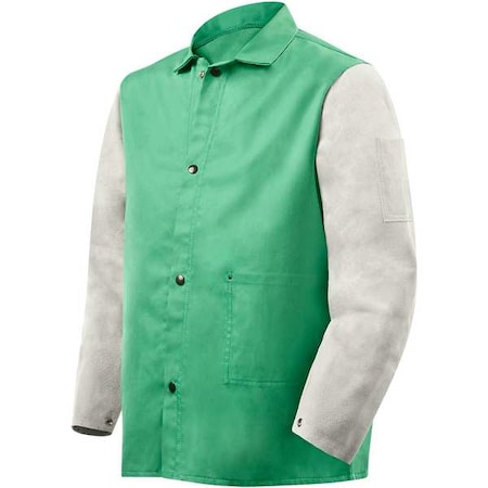 Hybrid Welding Jacket, Cotton, 9 oz, 30 in Length, Snap Closure, 3 Pockets, Green, 4XL MPN:1230-4X