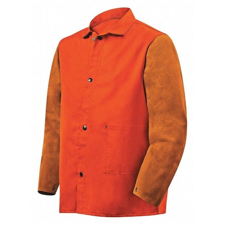 Welding Jacket, 4XL, 9 oz Cotton with Cowhide Sleeves, Snaps Closure MPN:1250-4X