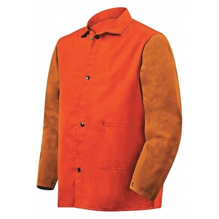 Welding Jacket, S, 9 oz Cotton with Cowhide Sleeves, Snaps Closure MPN:1250-S