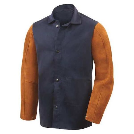 Welding Jacket, 3XL, 9 oz Cotton with Cowhide Sleeves, Snaps Closure MPN:1260-3X