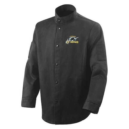 Welding Jacket, Carbonized Fiber, 10 oz, 30 in Length, Snaps Closure, 2 Pockets, Black, M MPN:1360-M