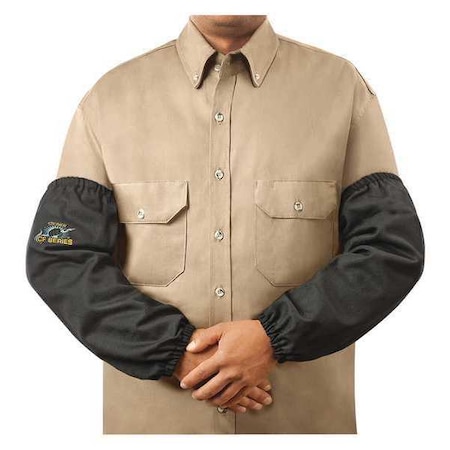Flame-Resistant Sleeve, Para-Aramid, Woven Carbonized Fiber, 18 in Length, Black, Elastic Cuff MPN:1364-18EE