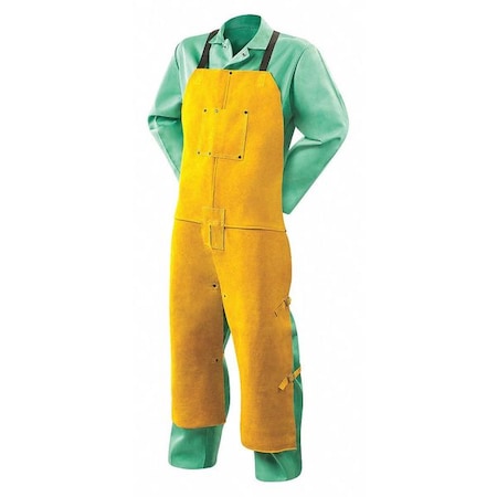 Welding Apron, Leather, 3 oz/sq ft, 48 in Length, Yellow, Universal MPN:82172