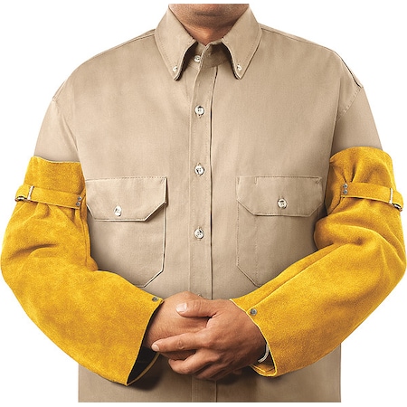 Flame-Resistant Sleeve, Leather, 18 in Length, Brown, Snap Cuff MPN:82180