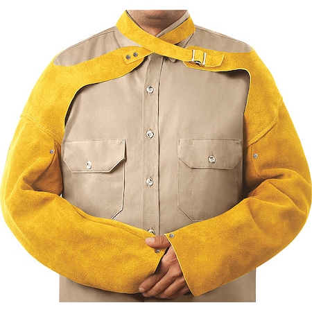 Flame-Resistant Sleeve, Leather, 23 in Length, Brown, Snap Cuff MPN:82181