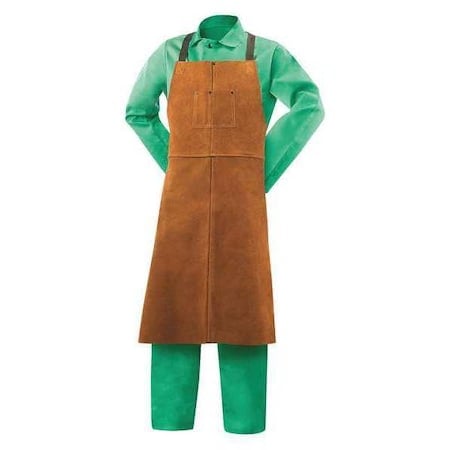 Welding Apron, Leather, 3 oz/sq ft, 42 in Length, Brown, Universal MPN:92166