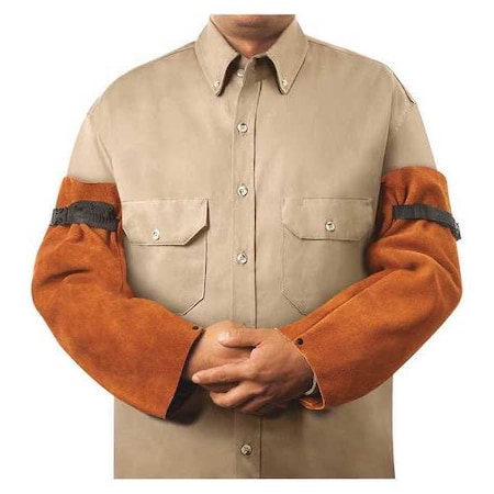 Welding Sleeves, Leather, 18 in Length, Brown, Snap Cuff MPN:92180