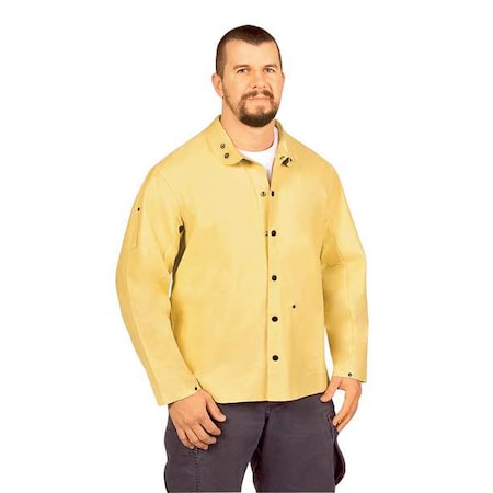 Leather Welding Jacket, Leather, 30 in Length, Snap Closure, 3 Pockets, Tan, 2XL MPN:92P6-2X