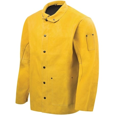 Leather Welding Jacket, Leather, 30 in Length, Snap Closure, 3 Pockets, Tan, L MPN:92P6-L