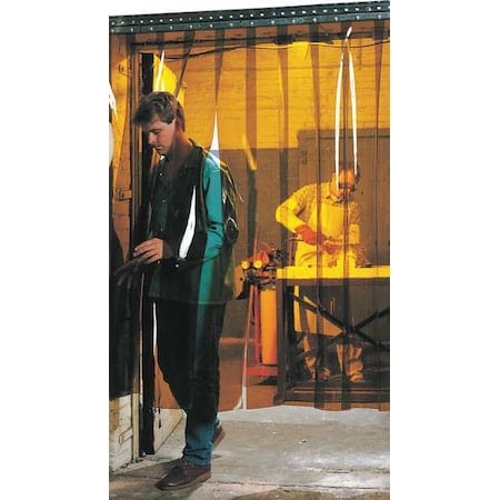 Welding Strip Curtain, Transparent PVC, 8 ft. W., 6 ft. H., 72 oz/sq yd, With Grommet, Amber MPN:73421