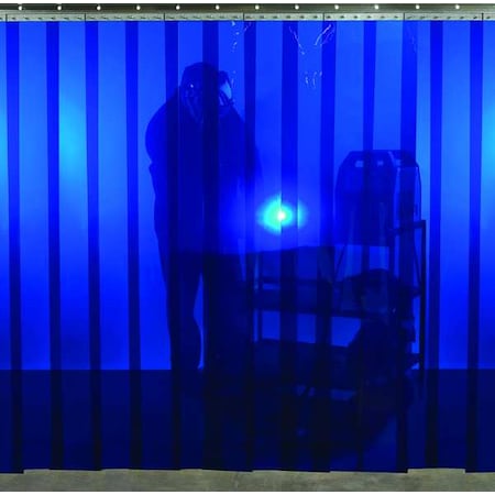 Welding Strip Curtain, Transparent PVC, 6 ft. W., 8 ft. H., 72 oz/sq yd, With Grommet, Blue MPN:73512B