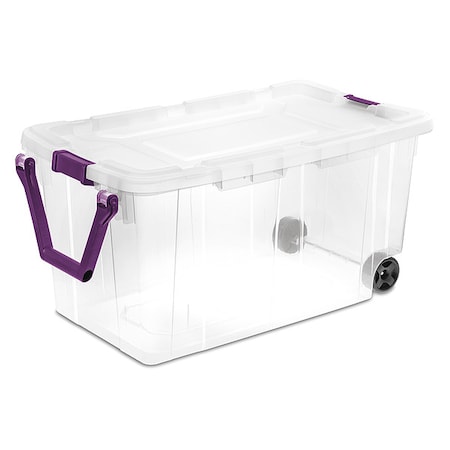 Stackable Storage Tote W/ Lid, 40 gal, 36-3/4 in L x 21-3/8 in W x 18 in H, Clear, Polypropylene MPN:14681702