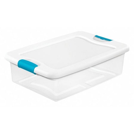 Stackable Storage Tote W/ Lid, 8 gal, 23-3/4 in L x 16 in W x 6-7/8 in H, Clear, White MPN:14968006