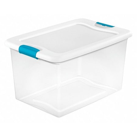 Stackable Storage Tote W/ Lid, 16 gal, 23-3/4 in L x 16 in W x 13-1/2 in H, Clear, White MPN:14978006